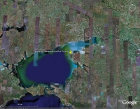      Вид участка в навигационной системе ''Google Earth'' (Вид земли со спутника в различной степени приближения)   - - -   Продается участок на Азовском море под строительство (17 соток); Адрес: ул. Зерновая, 7, станица Должанская, Ейский район, Краснодарский край, 353656