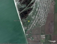      Вид участка в навигационной системе ''Google Earth'' (Вид земли со спутника в различной степени приближения)   - - -   Продается участок на Азовском море под строительство (17 соток); Адрес: ул. Зерновая, 7, станица Должанская, Ейский район, Краснодарский край, 353656